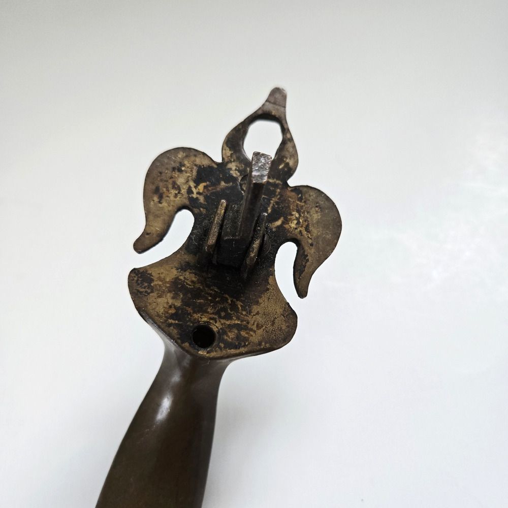 Antique Brass Door Pull Thumb Press Handle Fleur De Lis Victorian Reclaimed 11" - Picture 13 of 14